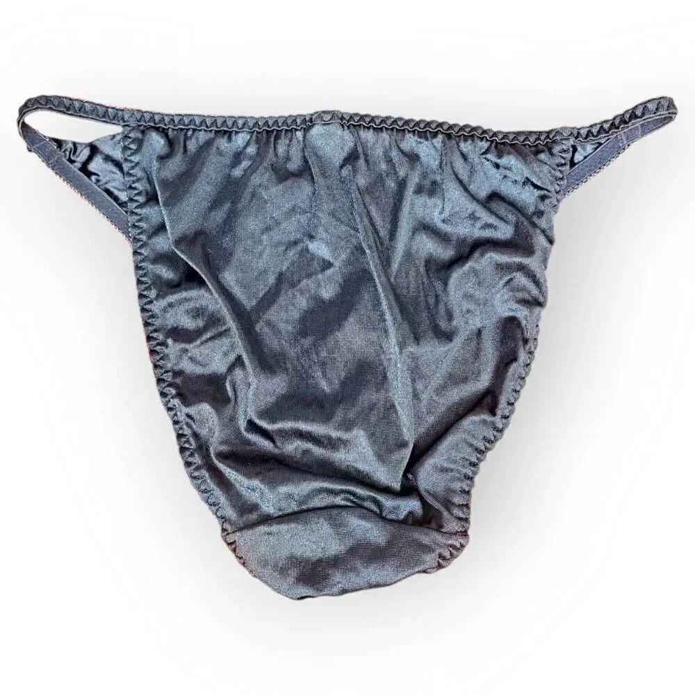 Christian Dior Vintage Satin Hi Cut Panties Navy Blue size Large - Picture 3 of 6